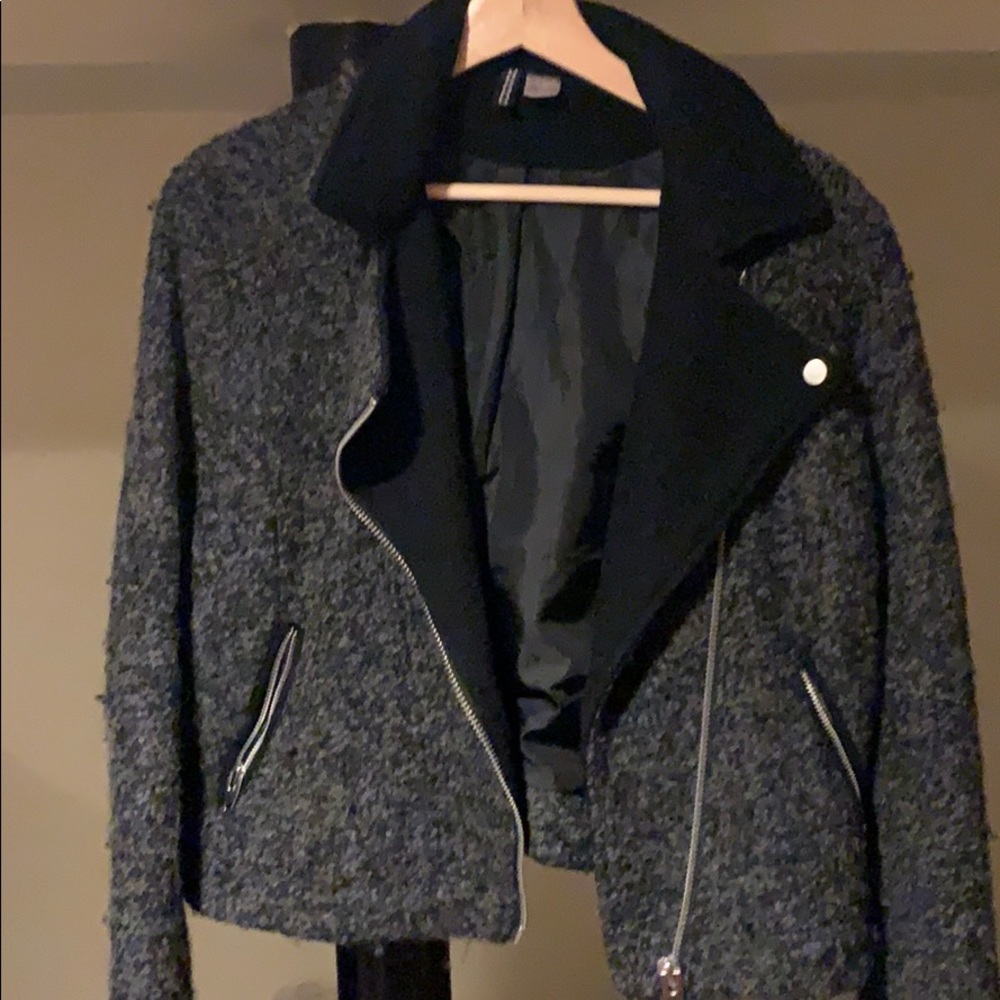 Black and grey fuzzy jacket